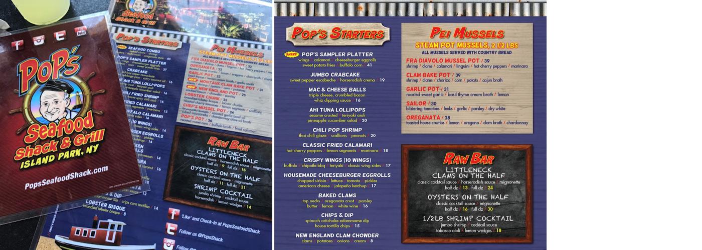 Pop's Seafood Shack & Grill Menu