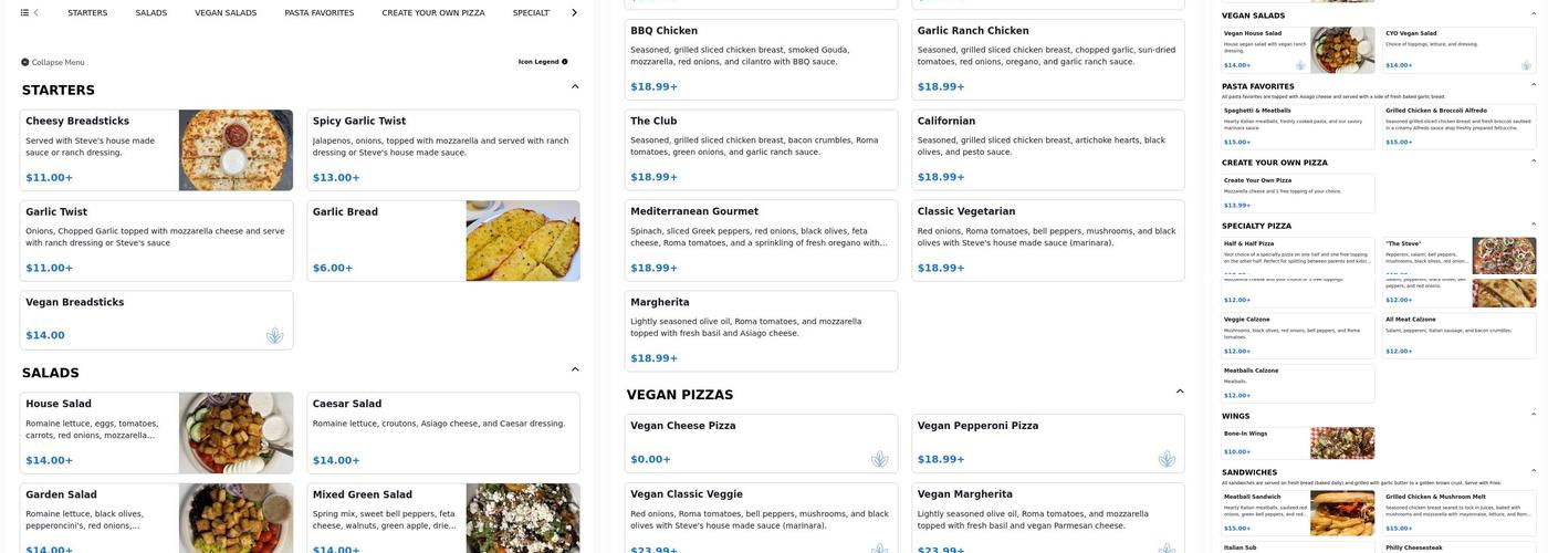 Steve's Pizza - Woodland Menu