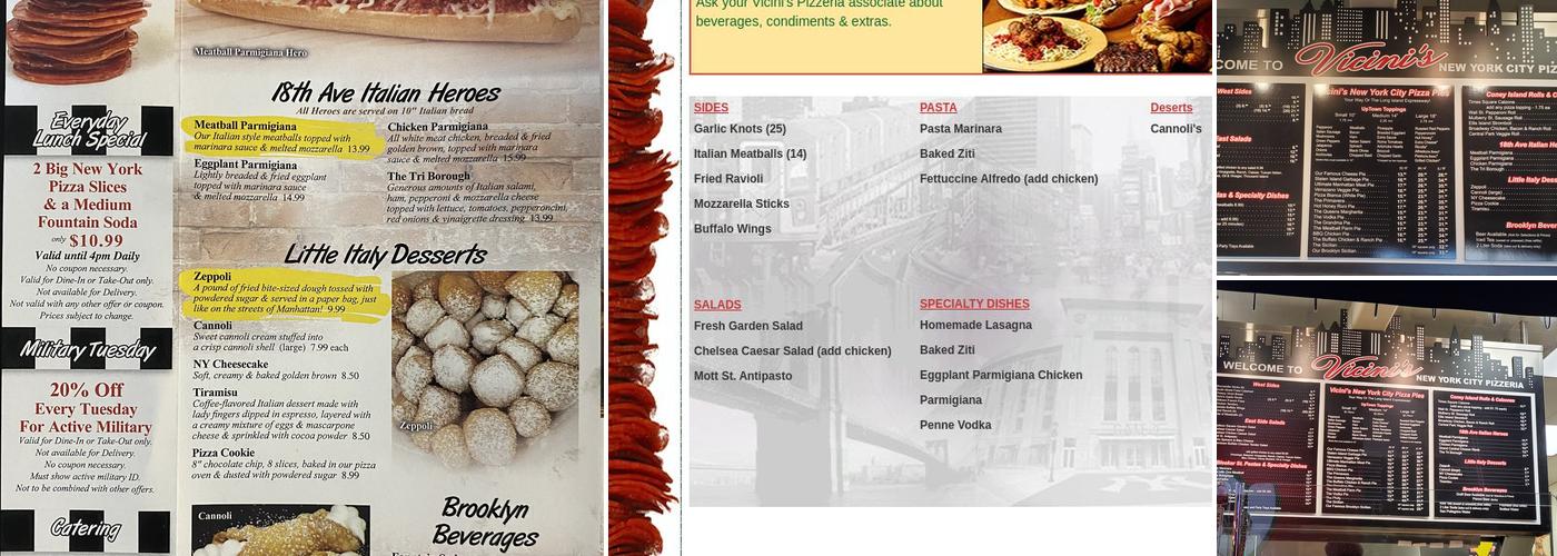 Vicini's New York City Pizzeria Menu