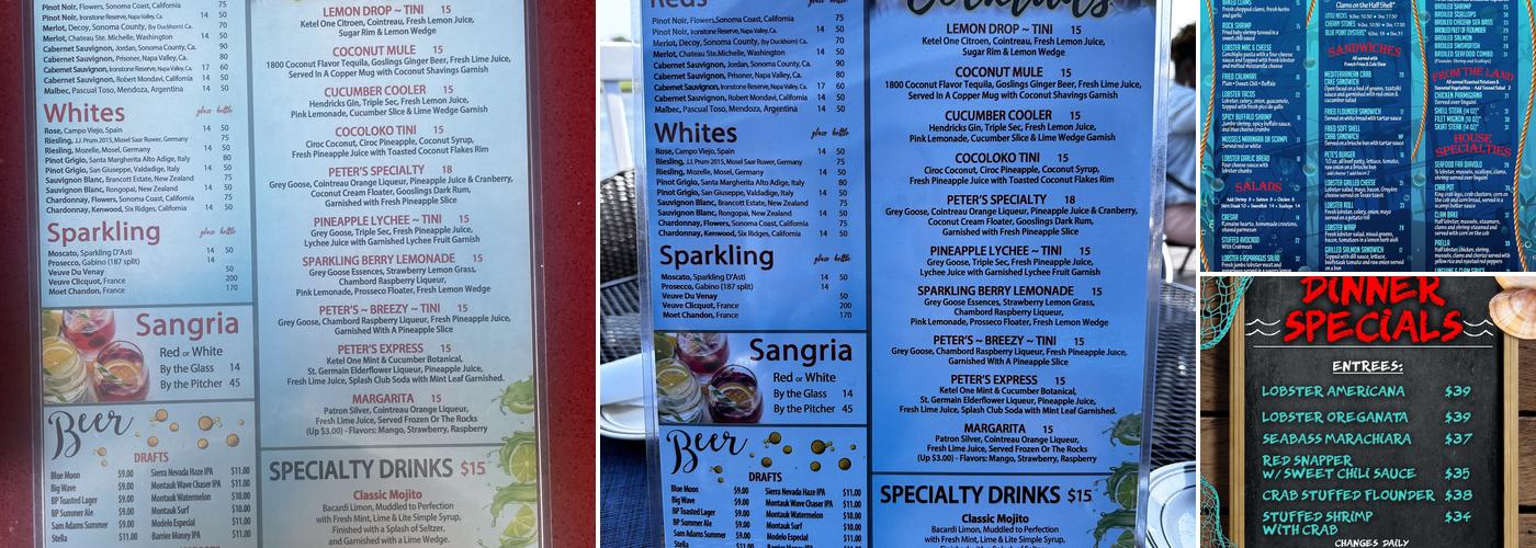 Peter's Clam Bar Menu