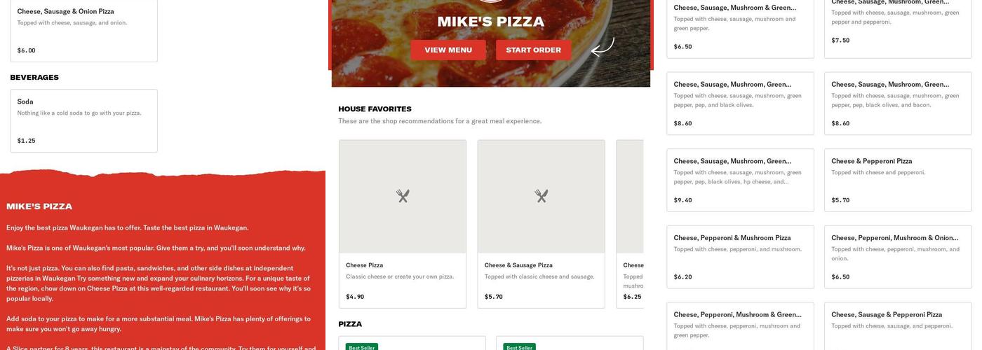 Mike's Pizza Menu