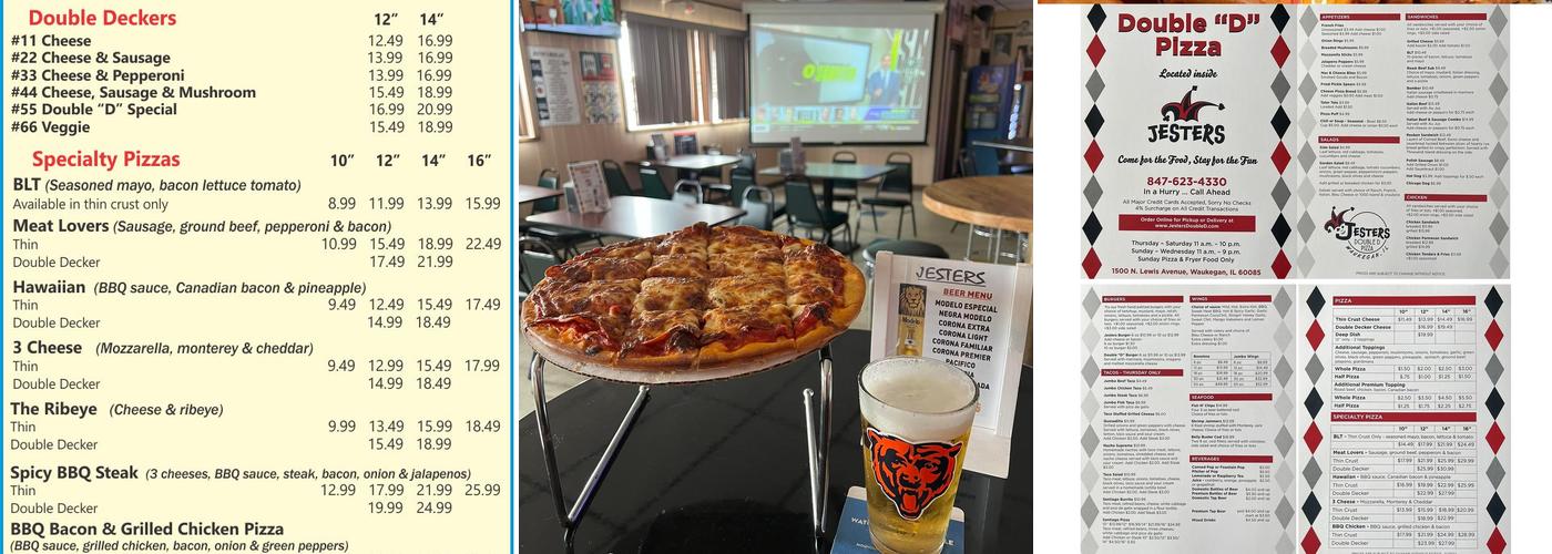 Jester's Double D Pizza Menu