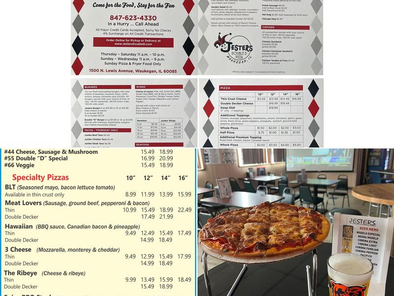 Jester's Double D Pizza Menu