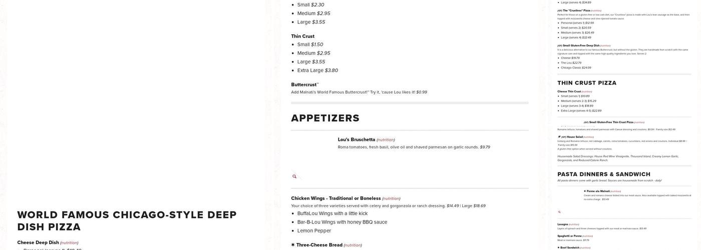 Lou Malnati's Pizzeria Menu