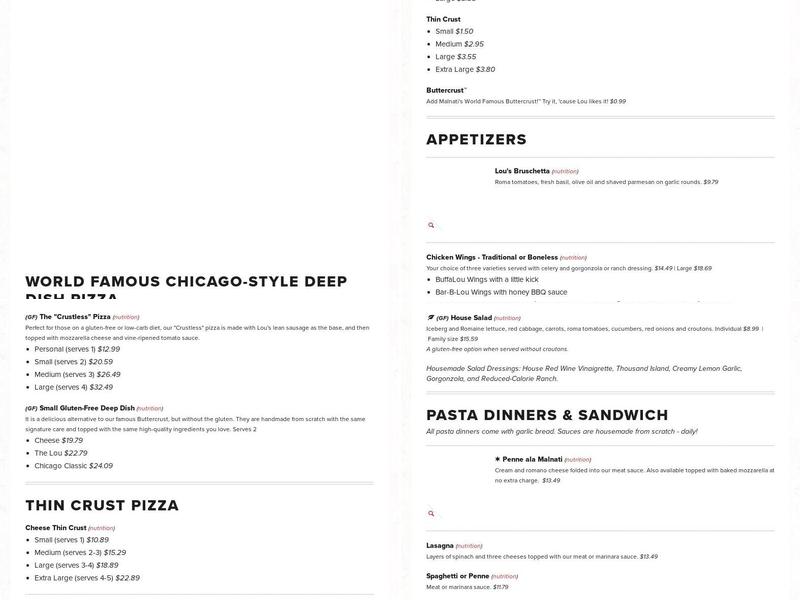 Lou Malnati's Pizzeria Menu