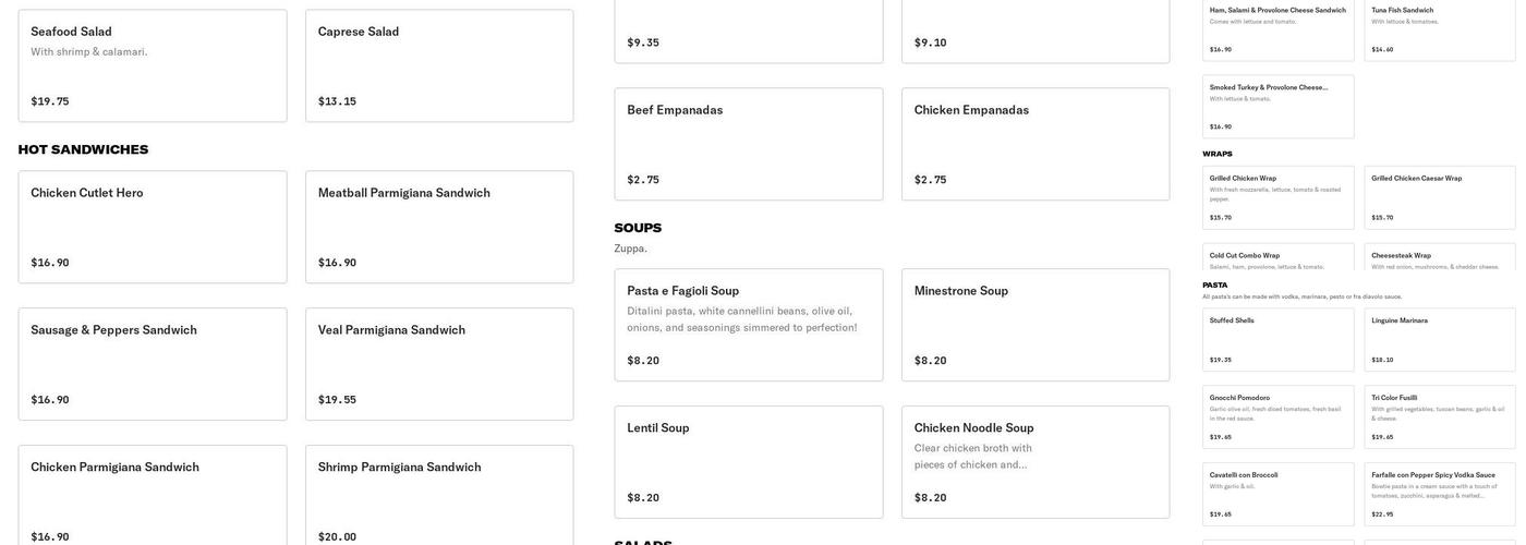 Prestos Pizza Menu