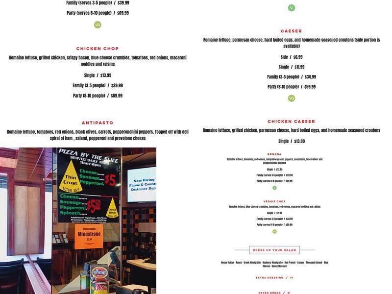 Ferentino's Pizzeria Menu