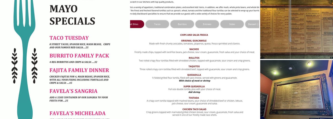 Favela's Mexican Menu