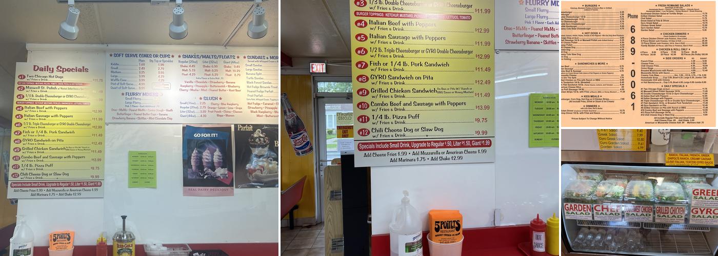 5 Points Restaurant Menu
