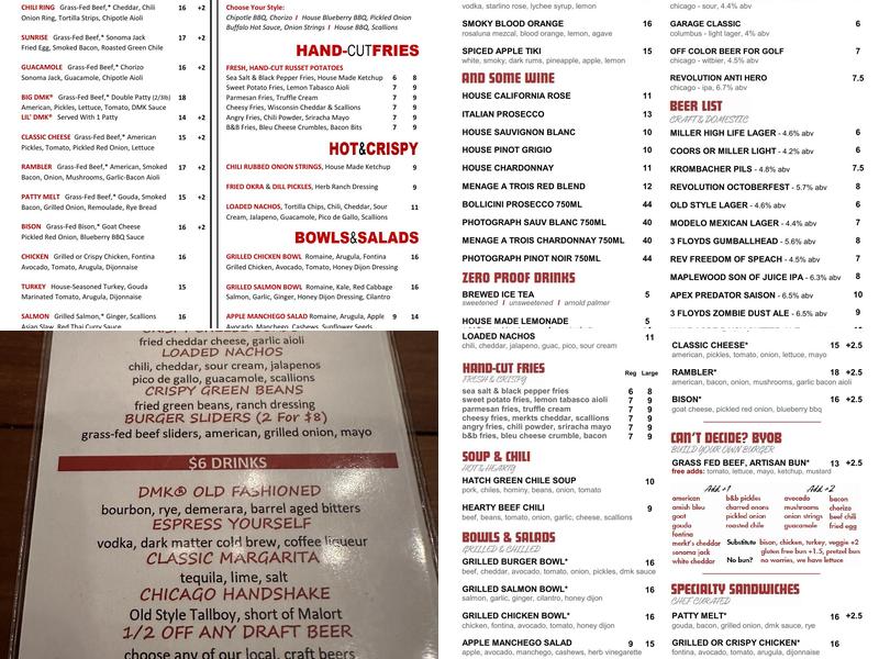 DMK Burger Bar Menu