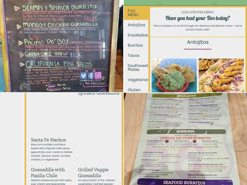 Dos Coyotes Border Cafe Menu