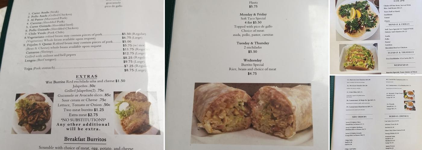 Burrito Palace Menu