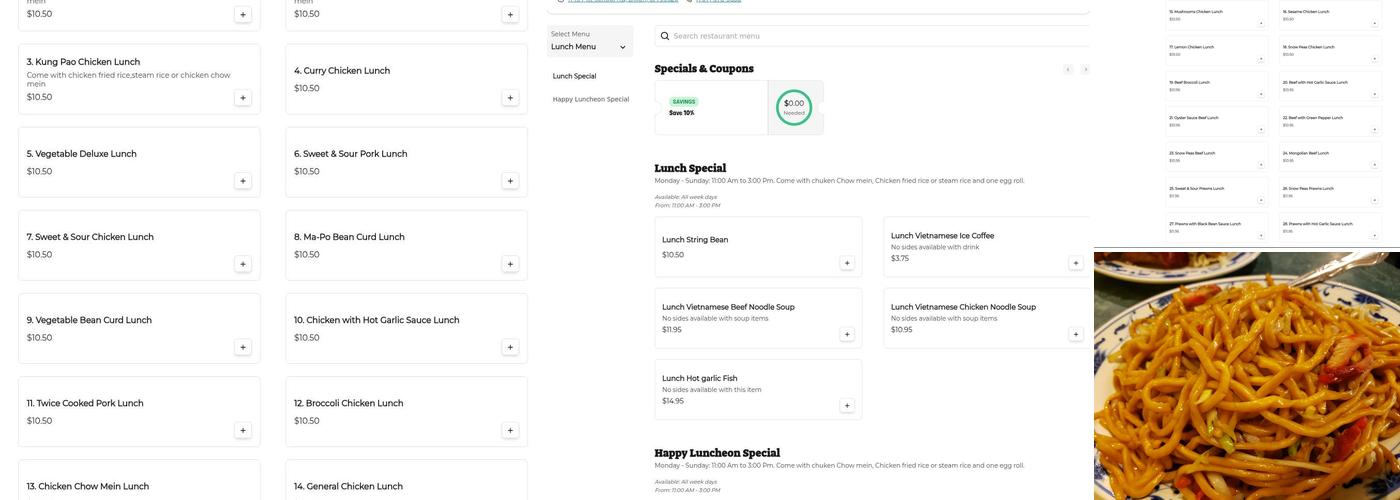 HK garden Chinese Restaurant Menu