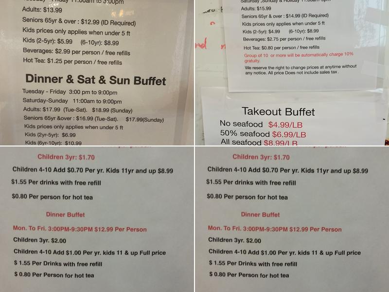 Kings Buffet Menu