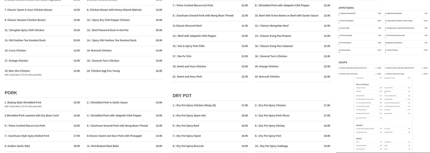 Chef Chen's Chinese Cuisine私厨香辣 Menu