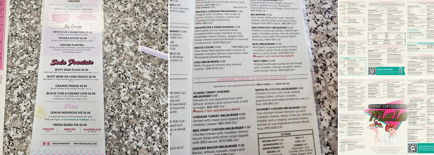 The Original Mels Diner Menu