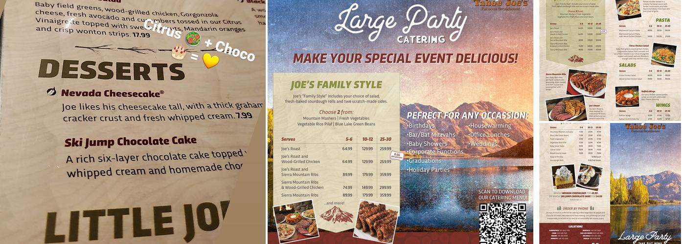 Tahoe Joe's Menu