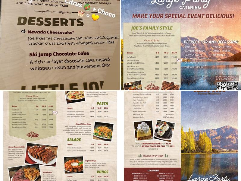 Tahoe Joe's Menu