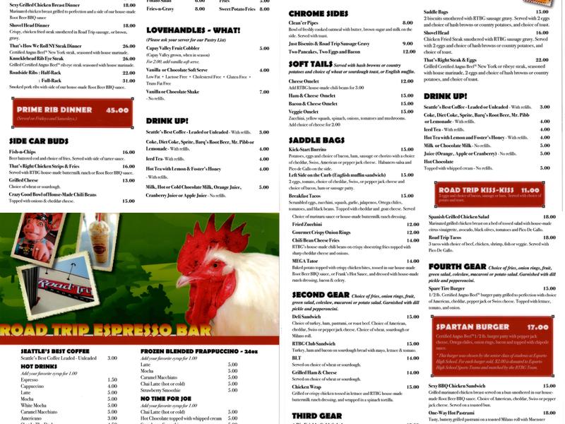Road Trip Bar & Grill Menu