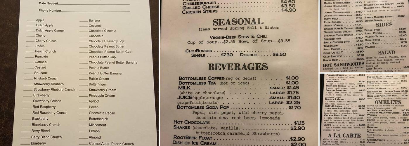 A & M Cafe Menu