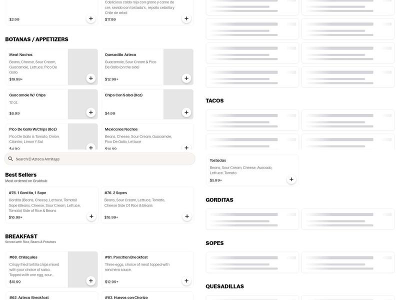 El Azteca Menu