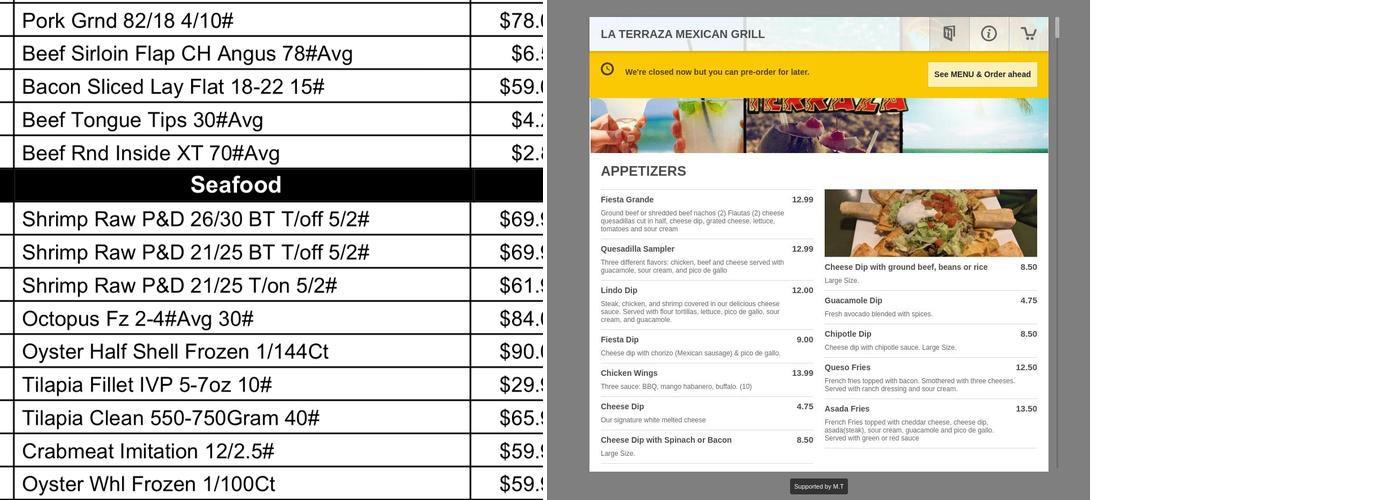 La Terraza Mexican Grill Menu