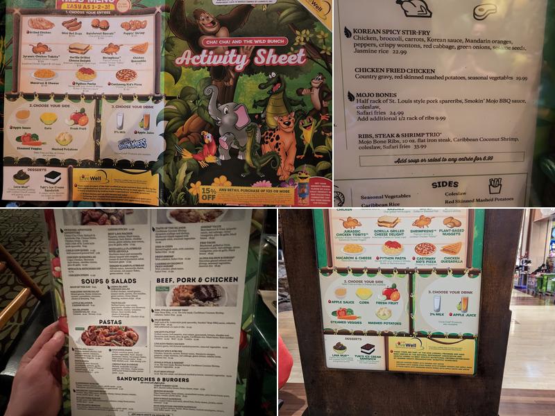Rainforest Cafe Menu