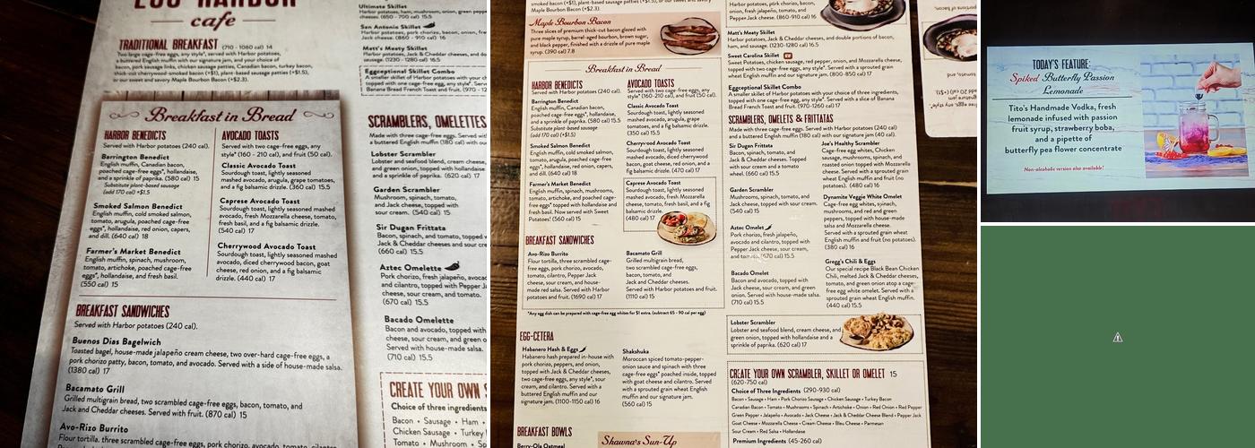 Egg Harbor Cafe Menu