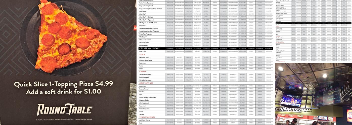 Round Table Pizza Menu