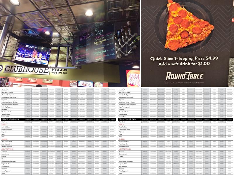 Round Table Pizza Menu