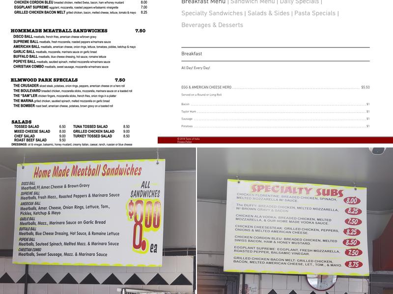 Taste of Italia - Sandwich Shop & Caterer Menu
