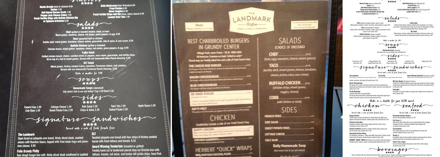 The Landmark Bistro Menu