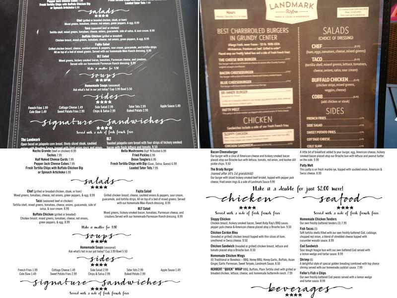 The Landmark Bistro Menu