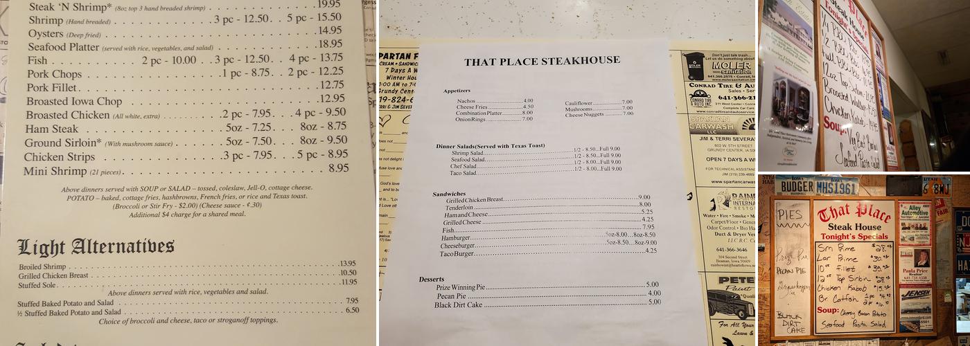 That Place Restaurant Menu
