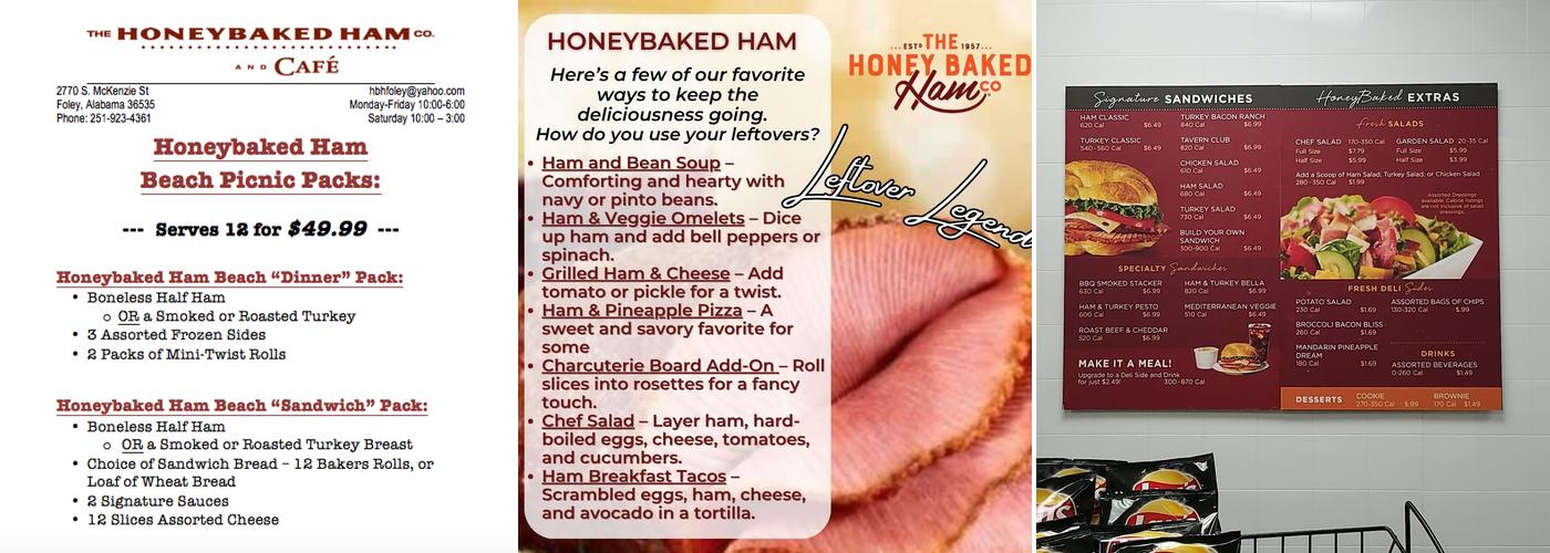 The Honey Baked Ham Company Menu