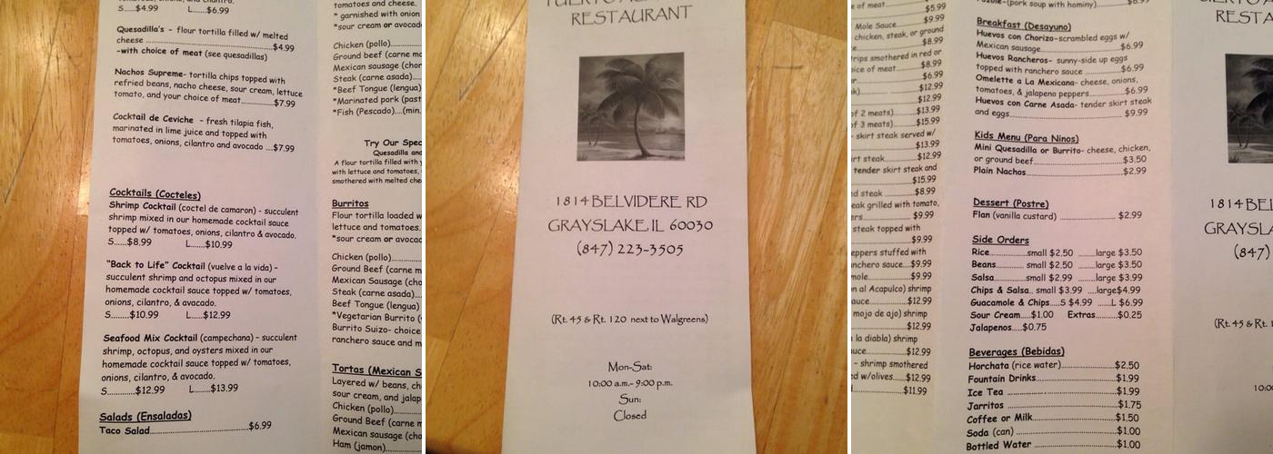 Dulce Margaritas Menu