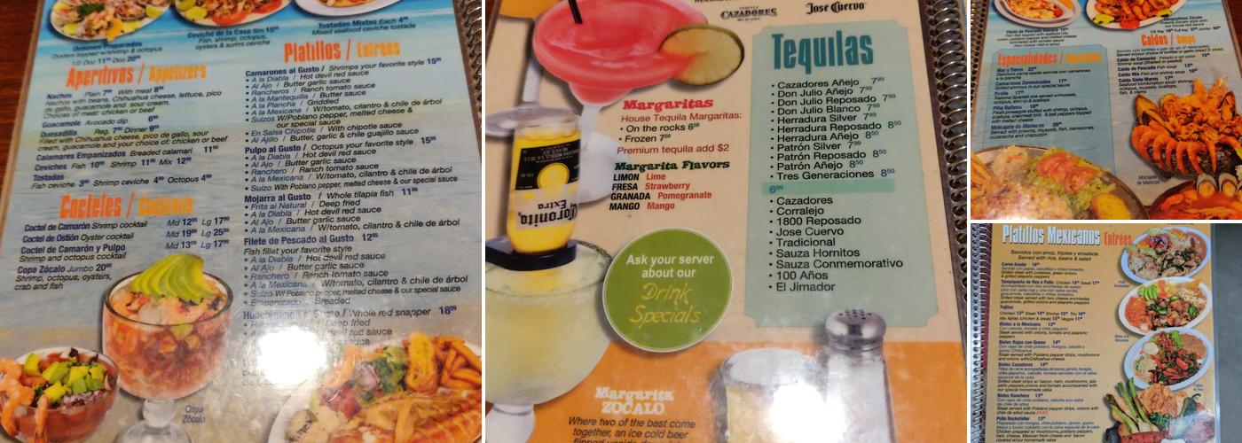 Zocalo Mexican Bar and Grill Menu