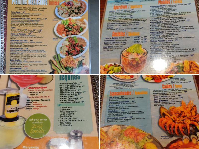 Zocalo Mexican Bar and Grill Menu