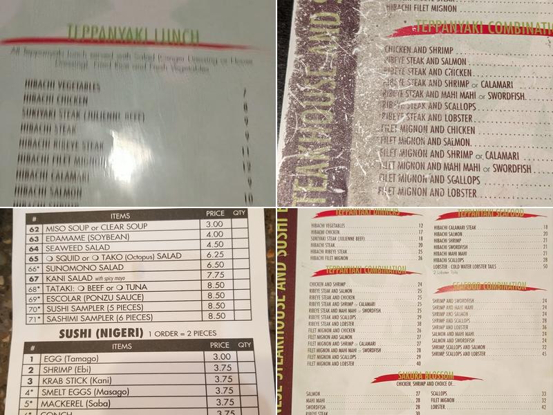 Sakura Japanese SteakHouse & Sushi Bar Menu