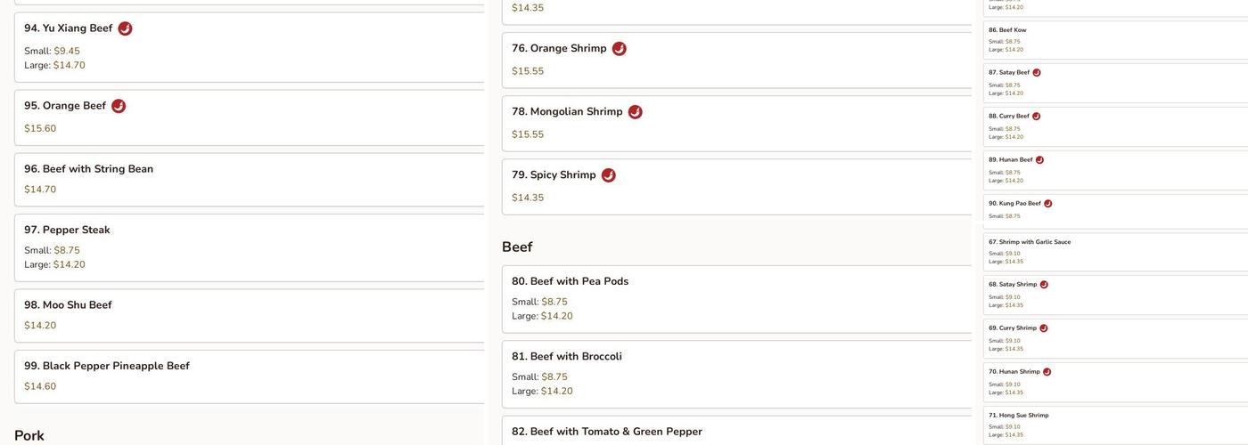 New China Chef Menu