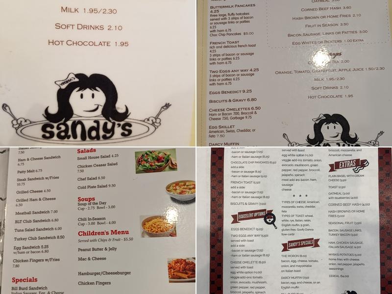 Sandy's Menu