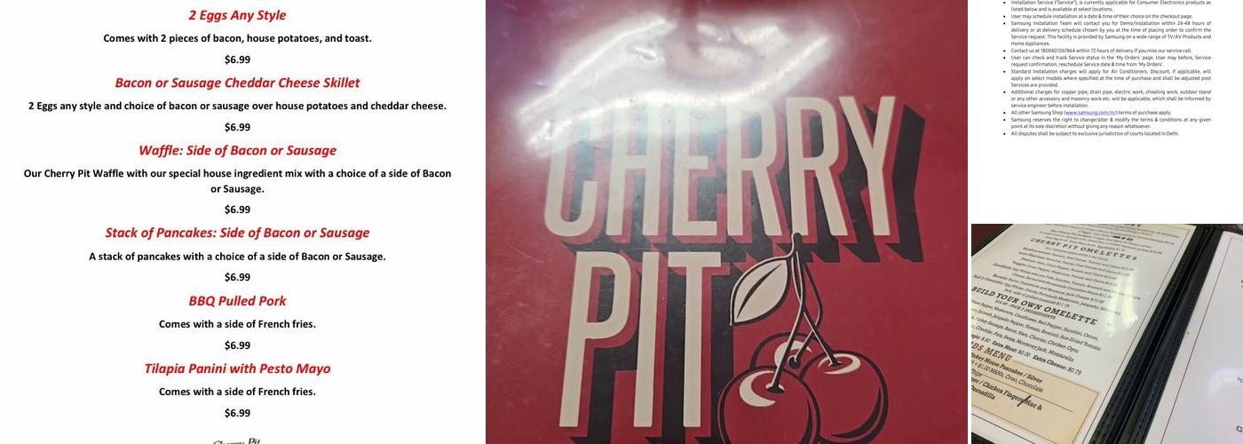 Cherry Pit Cafe Menu