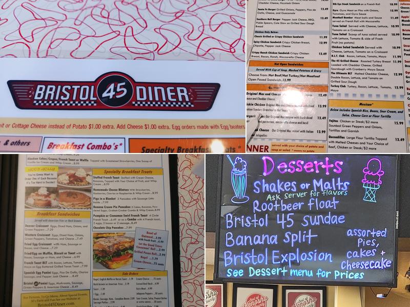 Bristol 45 Diner Menu