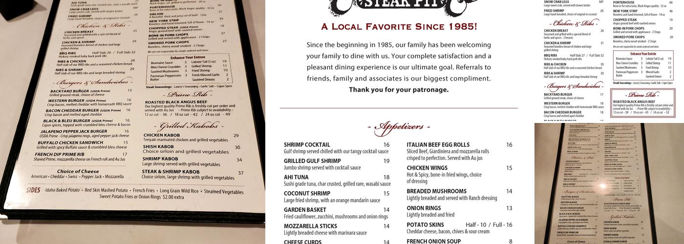 The Backyard Steak Pit Menu