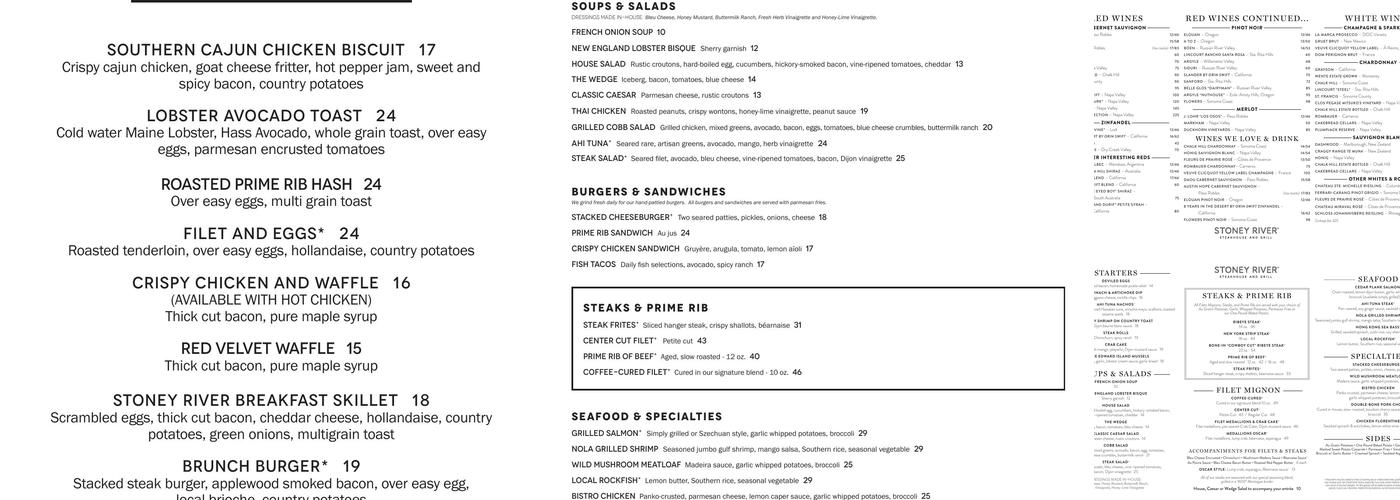 Stoney River Steakhouse and Grill Menu