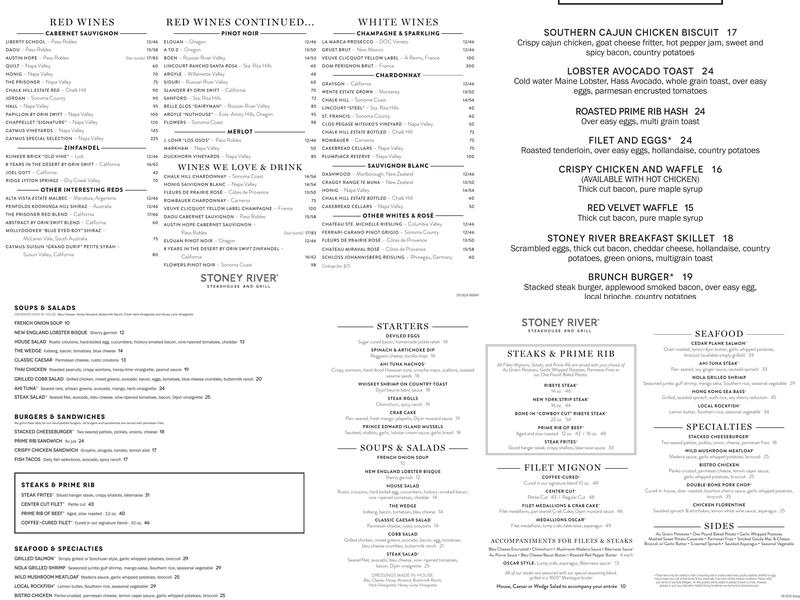 Stoney River Steakhouse and Grill Menu