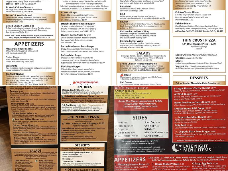 At Work Sports Bar & Grill Menu