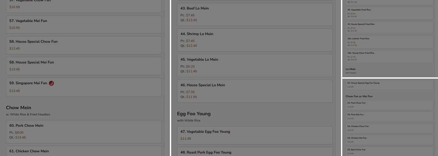 New China House Menu