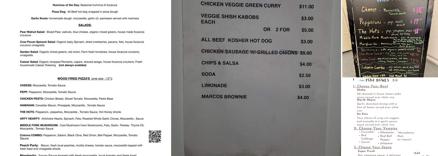 Marcos Cafe Menu
