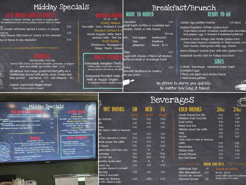 Sierra Rizing | Bakery, Coffee House & Catering Menu